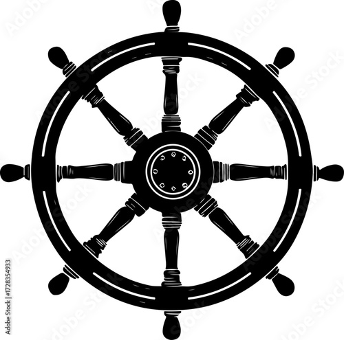 Ship Steering Wheel silhouette vector illustration