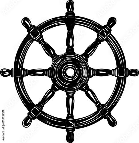 Ship Steering Wheel silhouette vector illustration