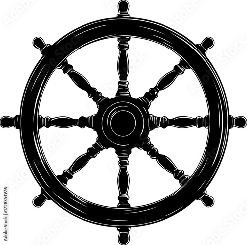 Ship Steering Wheel silhouette vector illustration