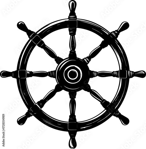 Ship Steering Wheel silhouette vector illustration
