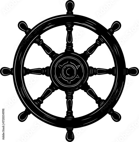 Ship Steering Wheel silhouette vector illustration