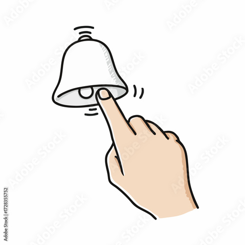 Simple Hand Drawn Finger Ringing Service Bell Illustration Graphic
