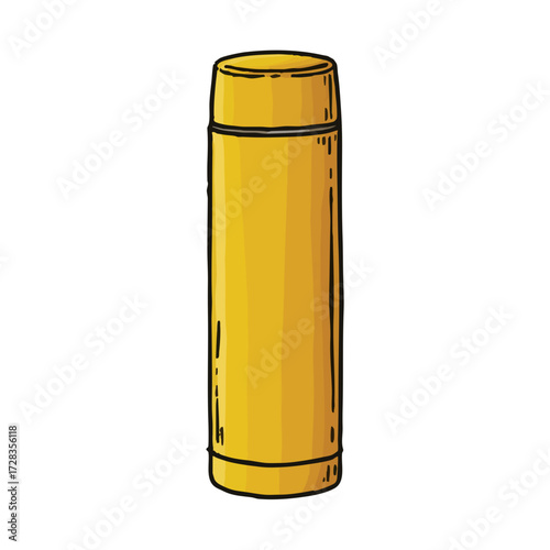 Handdrawn Colored Thermos Bottle Container Sketch Style Isolated Illustration