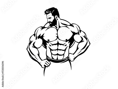 The Latest Modern Vector Silhouette of a Bodybuilding Young Man, Designed with a Transparent Background for High-Impact Fitness Design.