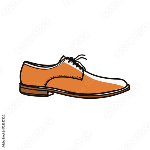 Simple Outline Leather Men's Dress Shoe Footwear Fashion Illustration