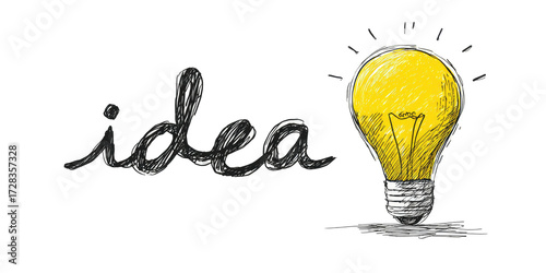 Hand-drawn sketch of an idea lightbulb