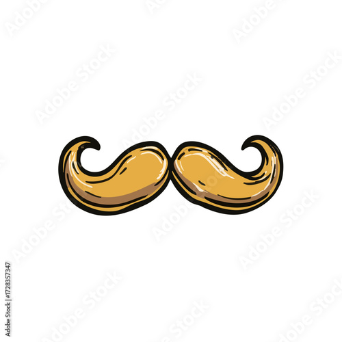 Cartoon Handdrawn Detailed Moustache Barber Shop Style Graphic Element