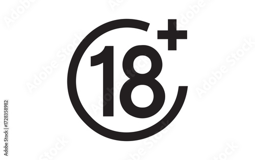 Eighteen plus symbol isolated on white background