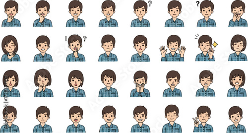 Diverse Collection of Cartoon Characters Expressing Various Emotions and Poses