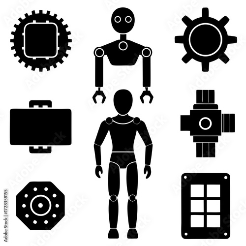 video humanoid robot icons