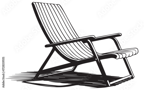 Black  sketch of a lounge chair isolated on white background