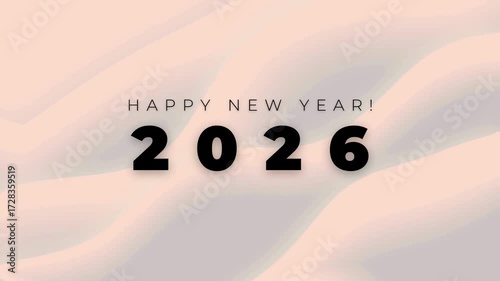 happy new year 2026 minimal video clip design 4k light wave abstract animation background black bold animated text modern stylish celebration creative digital motion graphic visual effect