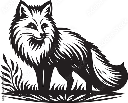 Fox in Black & White – Minimalist, Artistic, Wildlife Silhouette