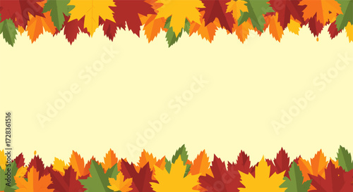 Seasonal fall background with a decorative border of autumn leaves and plenty of copy space for your message, vector illustration. 5