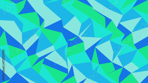 Abstract low polygon colorful background in shades of blue and green