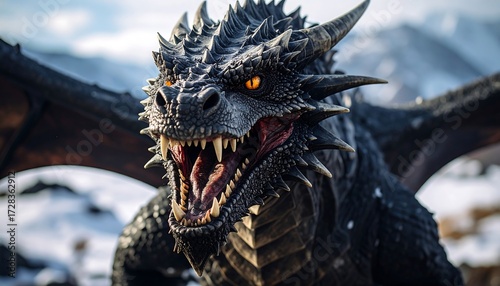 Close-up of a mythical dragon