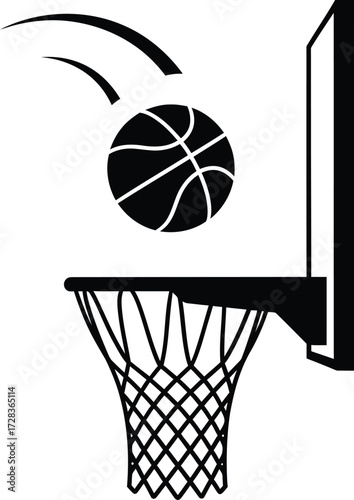 Vector art of basketball going into the hoop