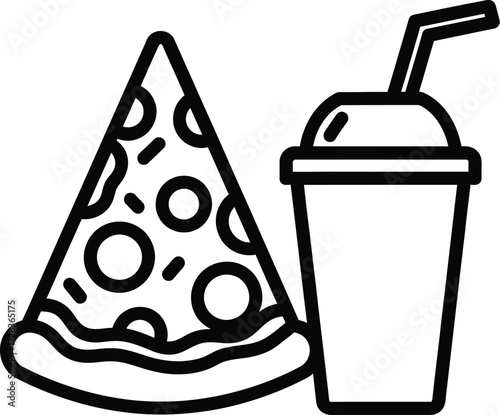 Vector art of pizza slice and drink