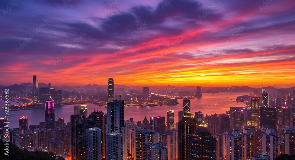 Fototapeta premium Cityscape sunset panorama