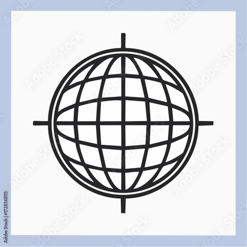 Vector Global Flag Worldwide Destination Icon for Travel, Business, and International Communication