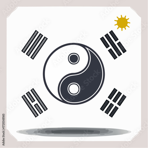 South Korea flag vector icon in a modern, stylized design. A simple graphic illustration of the national Taegeukgi symbol for cultural representation