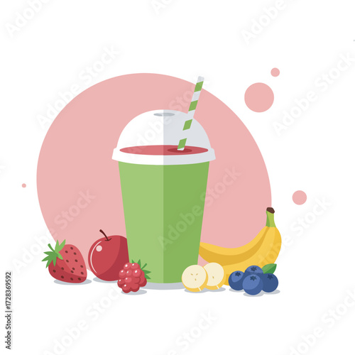 Colorful Fruit Smoothie Blend with Fresh Ingredients Illustration