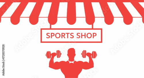 Gym Building Facade Illustration Featuring Signage and Windows for Fitness Center Design, Wellness, and Training Services, Vector Illustration