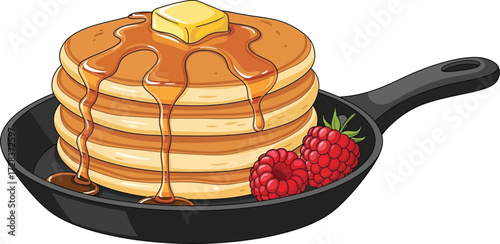 pancakes with strawberry jam and chocolate