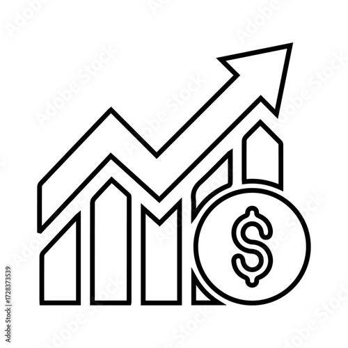Finance Chart with Dollar Icon — Business Market Success, Revenue, Economic Growth, Investment ROI