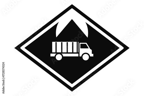 Hazardous Goods Transport Black and White Symbol for Shipping and Logistics