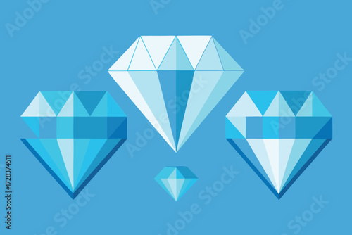 Four Blue Diamonds in Various Sizes and Positions on a Blue Background