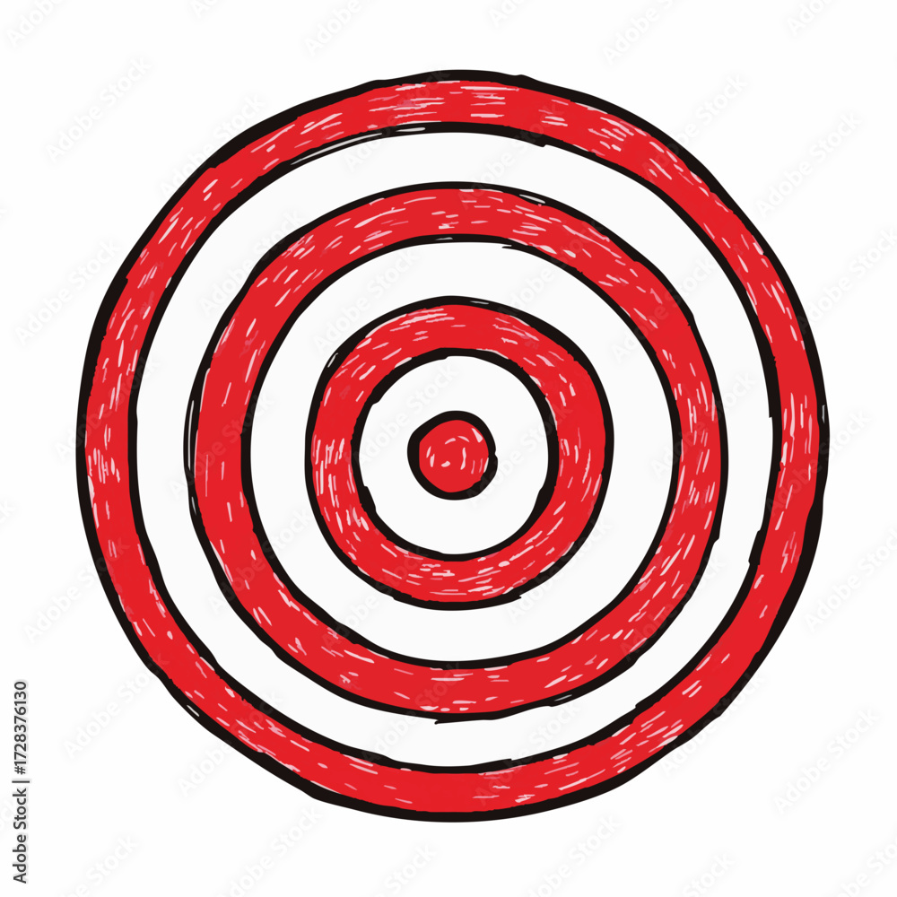 Obraz premium Red Scribble Style Target with Concentric Circle Icon Design Element