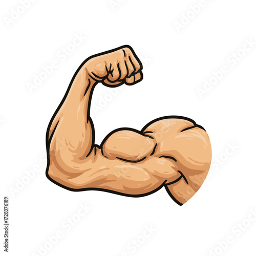 Cartoon Style Detailed Bicep Muscular Arm Illustration Body Part Graphic