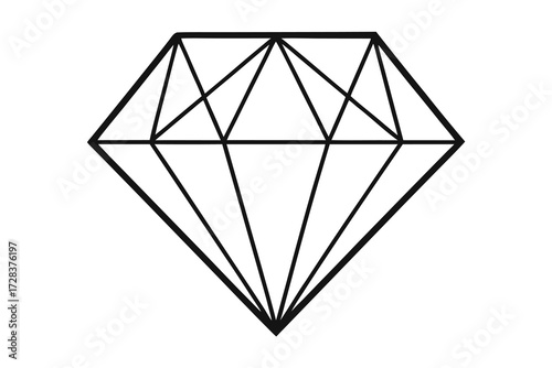 Minimalist Diamond Illustration with Geometric Lines for Logo or Icon Design