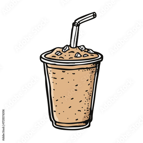 brown milkshake with straw cartoon style clip art preview