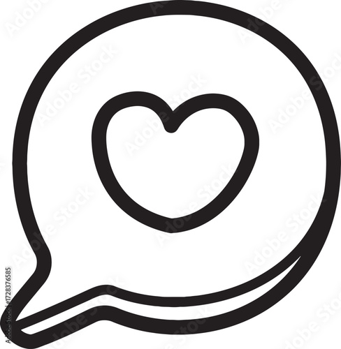 Social Media Chat Icon with Love Heart Symbol
