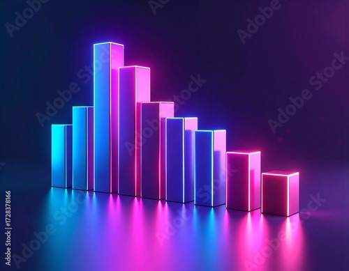 A vibrant bar chart illuminated by colorful neon lights, showcasing data trends with a modern, eye-catching design against a dark background. Free Download A vibrant bar chart illuminated by colorful neon lights, showcasing data trends with a modern, eye-catching design against a dark background. - GFXLoad