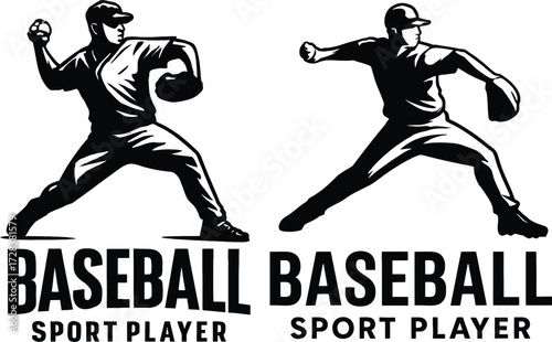 Dynamic baseball pitcher silhouettes representing athleticism and sport
