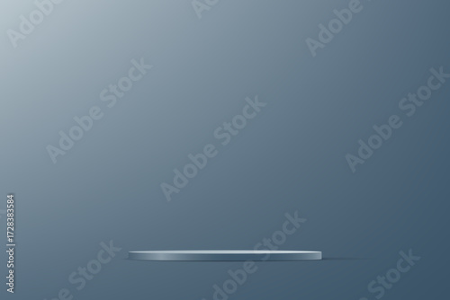 Gray podium realistic 3d design Luxury minimal wall scene mockup product display. Business backdrop. Vector illustration.
