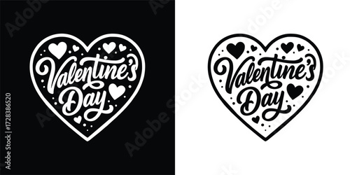 heart-shaped designs celebrating Valentine's Day with lovely script and decoration. 
