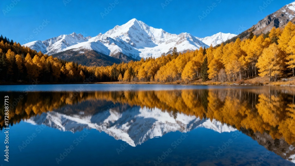 Fototapeta premium AutumnLakeReflectionsMountain