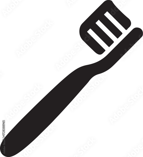 Toothbrush silhouette icon, dental care and oral hygiene symbol for dentistry, clinic, and health design.