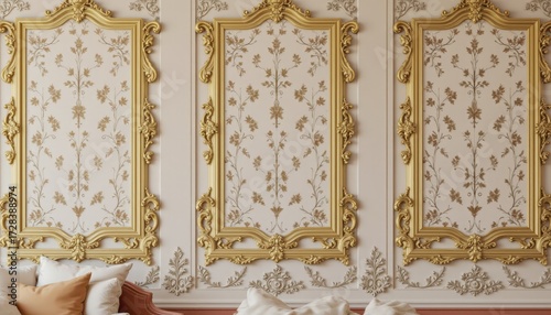 Elegant white and gold wall design, luxurious interior decor inspiration for modern homes