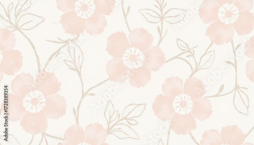 Elegant pink and white floral wallpaper design for walls vintage romantic decor