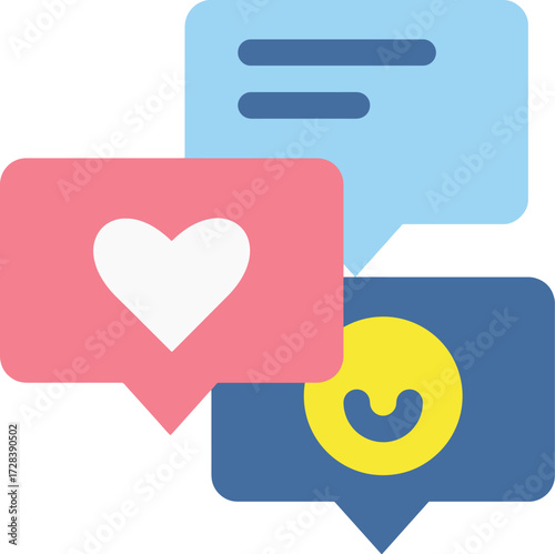 Social Media Chat and Feedback Icon with Likes and Comments