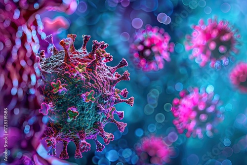 Microscopic view of human erythrocytes and leukocytes in blood sample