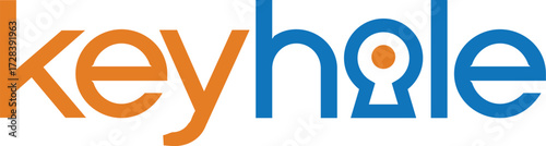 Smart and Playful Keyhole Wordmark Logo Design featuring a Blue Keyhole Icon within the Letter 'Hole'
