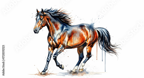 a water colour illustration of horse on wight