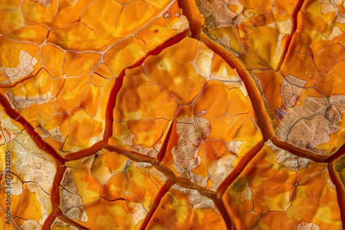 Macro shot of pumpkin skin showing vivid orange texture and natural patterns