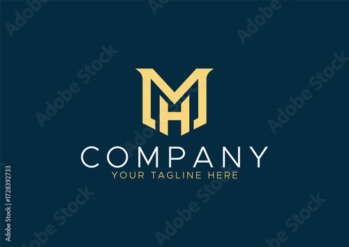 Shield MH Monogram Logo Vector, Crest Emblem Corporate Design